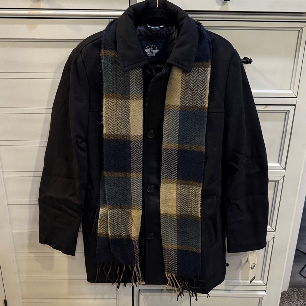 NWT Dockers men’s black dress coat